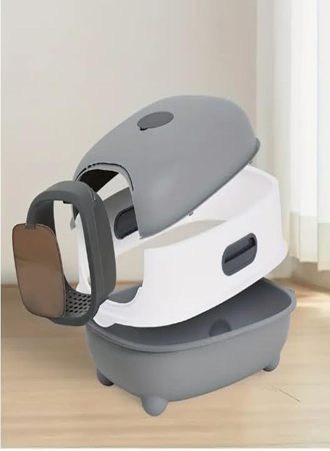 KittuPet Dome-Shaped, Cat Toilet, Large, Fully Enclosed Type, Sand Splatter-Prevention, Large, Wide Size, Lid Included, Easy to Clean, Compact, Easy to Clean - Image 3